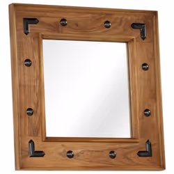 vidaXL Mirror Decorative Makeup Vanity Hall Bathroom Mirror Solid Acacia Wood - 50 x 50 cm - Additional view 8