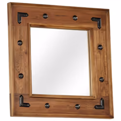 vidaXL Mirror Decorative Makeup Vanity Hall Bathroom Mirror Solid Acacia Wood - 50 x 50 cm - Additional view 9