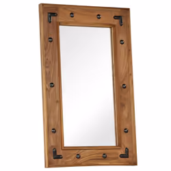 vidaXL Mirror Decorative Makeup Vanity Hall Bathroom Mirror Solid Acacia Wood - 50 x 80 cm - Additional view 5