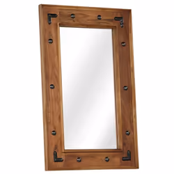 vidaXL Mirror Decorative Makeup Vanity Hall Bathroom Mirror Solid Acacia Wood - 50 x 80 cm - Additional view 6