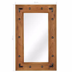 vidaXL Mirror Decorative Makeup Vanity Hall Bathroom Mirror Solid Acacia Wood - 50 x 80 cm - Additional view 9