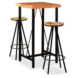 vidaXL Bar Set Kitchen Dining Table and Stools Solid Acacia and Reclaimed Wood - 3 piece