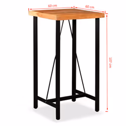 vidaXL Bar Set Kitchen Dining Table and Stools Solid Acacia and Reclaimed Wood - 3 piece