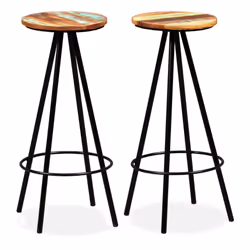 vidaXL Bar Set Kitchen Dining Table and Stools Solid Acacia and Reclaimed Wood - 3 piece - Additional view 8
