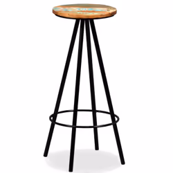 vidaXL Bar Set Kitchen Furniture Dining Table and Stool Solid Reclaimed Wood - 3 piece - Additional view 4