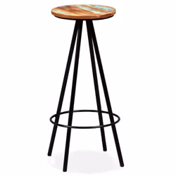 vidaXL Bar Set Kitchen Furniture Dining Table and Stool Solid Reclaimed Wood - 3 piece - Additional view 6