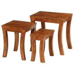 vidaXL Solid Wood Acacia Nesting Table Set 3 Pieces 50x35x50 cm Brown Table