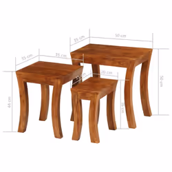 vidaXL Solid Wood Acacia Nesting Table Set 3 Pieces 50x35x50 cm Brown Table - Additional view 10