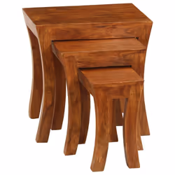 vidaXL Solid Wood Acacia Nesting Table Set 3 Pieces 50x35x50 cm Brown Table