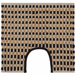 vidaXL Hand-Woven Jute Bathroom Mat Set Fabric Natural and Black Carpet Rug - Additional view 3