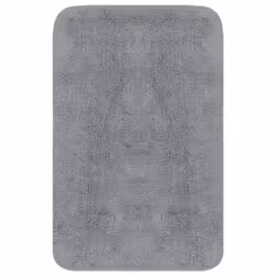 vidaXL Bathroom Mat Set 3 Piece Fabric Grey Bath Floor Carpet Rug Suction