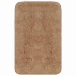 vidaXL Bathroom Mat Set 3 Piece Fabric Beige Bath Floor Carpet Rug Suction - Additional view 2