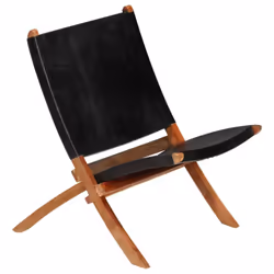 vidaXL Relaxing Chair Real Leather 59x72x79cm Black Furniture Foldable Seat - Additional view 9