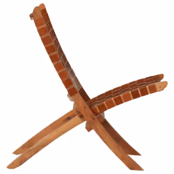 vidaXL Relaxing Chair Real Leather 59x72x79cm Crossed-Stripe Brown Foldable