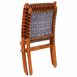 vidaXL Relaxing Chair Real Leather 59x72x79cm Crossed-Stripe Brown Foldable - Additional view 8