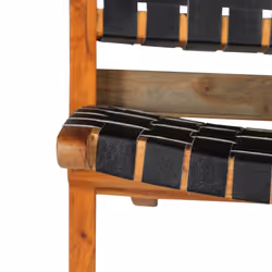 vidaXL Relaxing Chair Real Leather 59x72x79cm Crossed-Stripe Black Foldable - Additional view 5