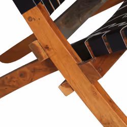 vidaXL Relaxing Chair Real Leather 59x72x79cm Crossed-Stripe Black Foldable - Additional view 6