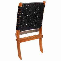 vidaXL Relaxing Chair Real Leather 59x72x79cm Crossed-Stripe Black Foldable - Additional view 8
