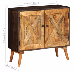 vidaXL Solid Mango Wood Sideboard 85x30x75cm Home Storage Cabinet Organiser - Additional view 6
