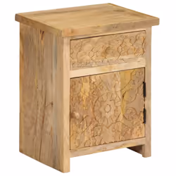 vidaXL Solid Mango Wood Bedside Table 40x30x50cm Natural Bedroom Nightstand - Additional view 10
