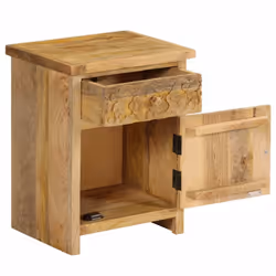 vidaXL Solid Mango Wood Bedside Table 40x30x50cm Natural Bedroom Nightstand - Additional view 5