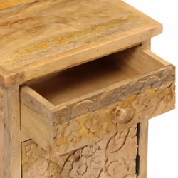 vidaXL Solid Mango Wood Bedside Table 40x30x50cm Natural Bedroom Nightstand - Additional view 7