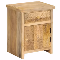 vidaXL Solid Mango Wood Bedside Table 40x30x50cm Natural Bedroom Nightstand - Additional view 8