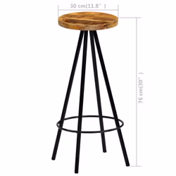 vidaXL 4x Solid Mango Wood Bar Chairs 30x30x76cm Kitchen Dining Breakfast Seat - Additional view 4