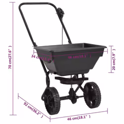 vidaXL Walk Behind Salt Spreader 92x46x70cm 15L Lawn Fertiliser Gritter Wagon