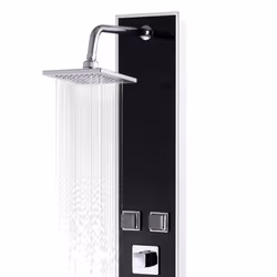 vidaXL Shower Panel Unit Glass 18x42.1x120cm Black Bathroom Jet Column Wall