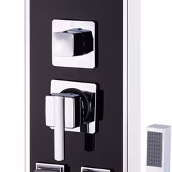 vidaXL Shower Panel Unit Glass 18x42.1x120cm Black Bathroom Jet Column Wall - Additional view 4
