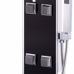 vidaXL Shower Panel Unit Glass 18x42.1x120cm Black Bathroom Jet Column Wall - Additional view 5
