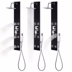 vidaXL Shower Panel Unit Glass 18x42.1x120cm Black Bathroom Jet Column Wall - Additional view 7