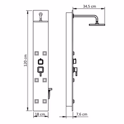 vidaXL Shower Panel Unit Glass 18x42.1x120cm Black Bathroom Jet Column Wall - Additional view 8