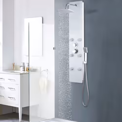 vidaXL Shower Panel Unit Glass 25x44.6x130cm White Bathroom Jet Column Wall