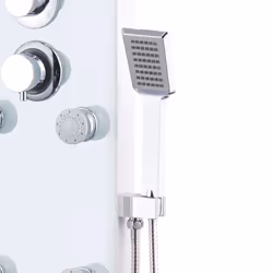 vidaXL Shower Panel Unit Glass 25x44.6x130cm White Bathroom Jet Column Wall - Additional view 4