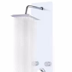 vidaXL Shower Panel Unit Glass 25x44.6x130cm White Bathroom Jet Column Wall - Additional view 6