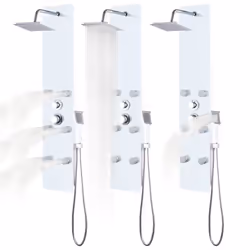 vidaXL Shower Panel Unit Glass 25x44.6x130cm White Bathroom Jet Column Wall - Additional view 7