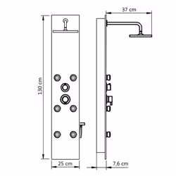 vidaXL Shower Panel Unit Glass 25x44.6x130cm White Bathroom Jet Column Wall - Additional view 8