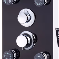 vidaXL Shower Panel Unit Glass 25x44.6x130cm Black Bathroom Jet Column Wall - Additional view 4