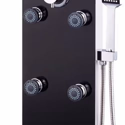 vidaXL Shower Panel Unit Glass 25x44.6x130cm Black Bathroom Jet Column Wall - Additional view 5