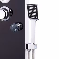 vidaXL Shower Panel Unit Glass 25x44.6x130cm Black Bathroom Jet Column Wall - Additional view 6