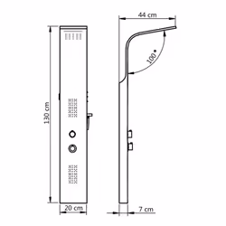 vidaXL Shower Panel Unit Aluminium 20x44x130cm White Bathroom Tower System - Additional view 10