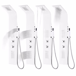 vidaXL Shower Panel Unit Aluminium 20x44x130cm White Bathroom Tower System - Additional view 9