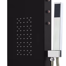 vidaXL Shower Panel Unit Aluminium 20x44x130cm Black Bathroom Tower System - Additional view 7
