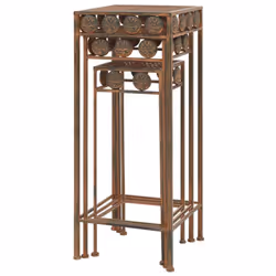vidaXL Plant Stand Set 3 Piece Vintage Style Metal Rusty Flower Display Table - Additional view 6