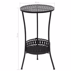 vidaXL Bistro Table Vintage Style Round Metal 40x70cm Black Kitchen Furniture