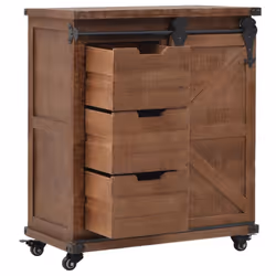 vidaXL Solid Fir Wood Storage Cabinet 64x33.5x75cm Brown Sideboard Cupboard - Additional view 4