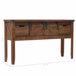 vidaXL Solid Fir Wood Console Table 131x35.5x75cm Brown Hallway Display Stand - Additional view 10