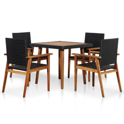 vidaXL Outdoor Dining Set 5pcs Poly Rattan Black and Brown Garden Table Chair